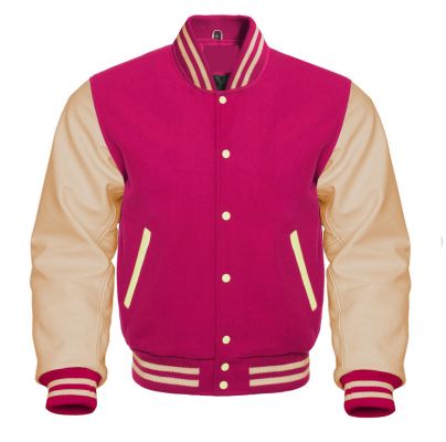 Varsity Jacket Hot Pink Cream